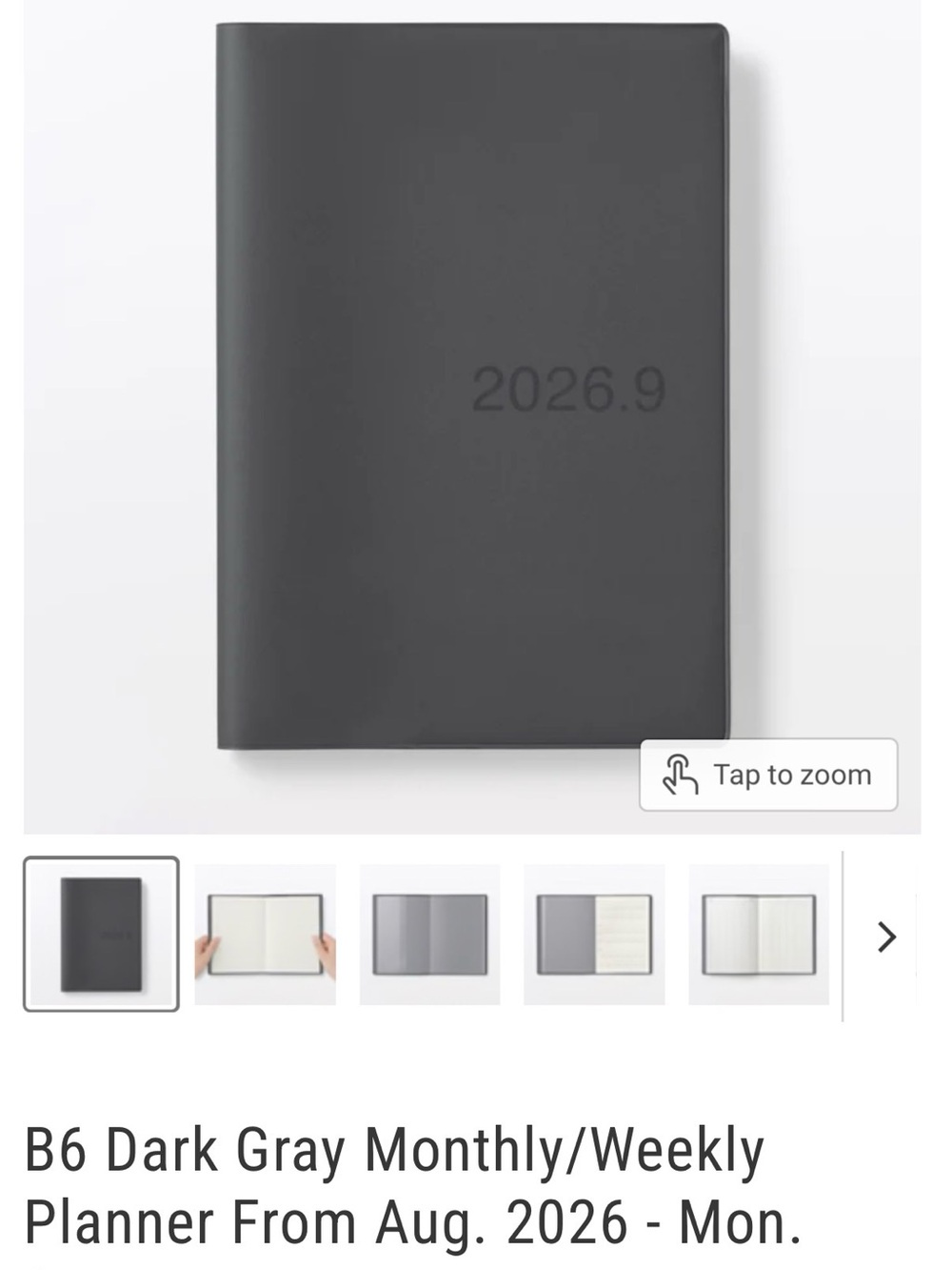Muji B6 Monthly/Weekly Planner (Aug 2026 start)